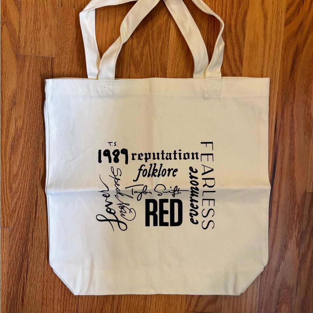 Taylor Swift Cream and Black Tote Bag with Yellow Flower